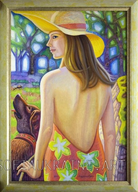 24_Leshchenko Eugene_Girl with a dog_2007_36х24.4″_canvas, oil