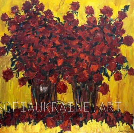 2_Kovtun Victor_Roses on a yellow background_2015_39.4х39.4″_canvas, oil