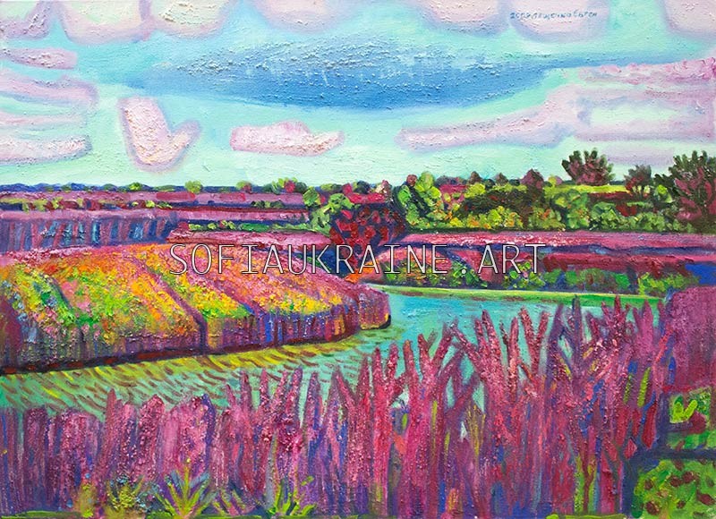 39-Leshchenko-Eugene-Pink-landscape-2009-27.6х37.4″-canvas,-oil